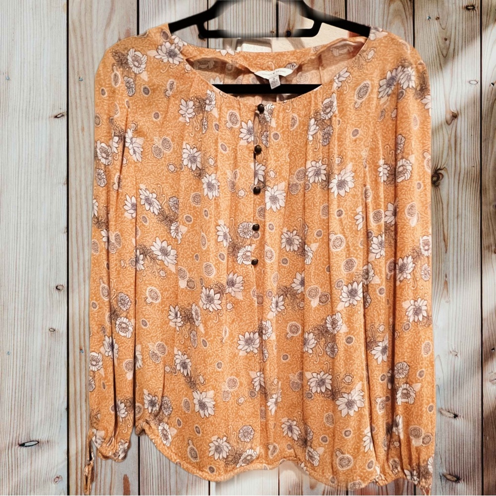 Lucky Brand Floral Peasant Style Blouse. Size M